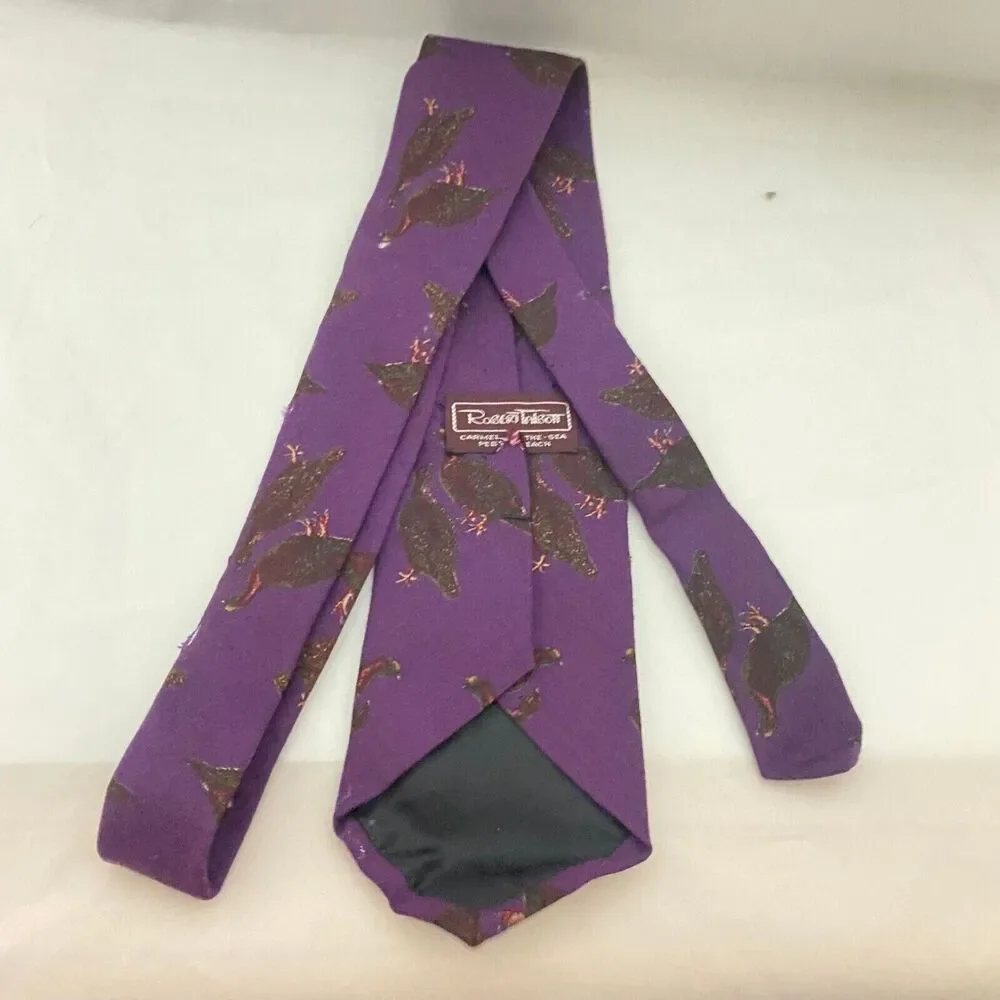 #5647 Robert Talbott Quail Deep Purple Peacock Mens Necktie, Tie 57X4
